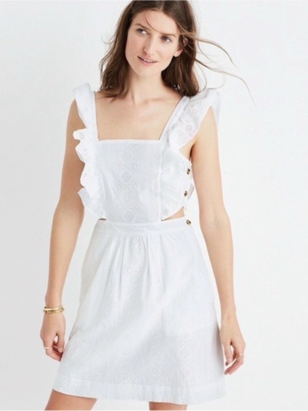 NWT Madewell Leilani Cut Out Apron White Summer Dress | Size 4